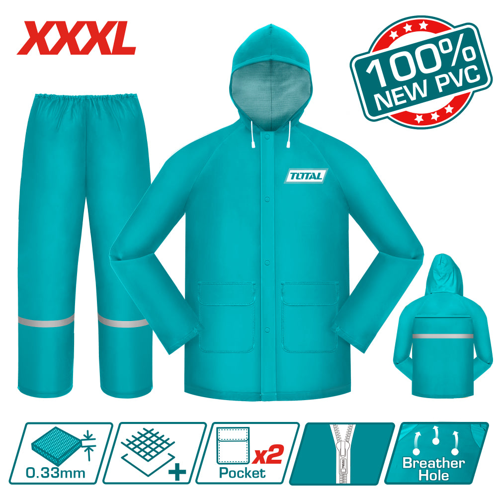 Дъждобран TOTAL INDUSTRIAL, зелен, 2 части, XXXL