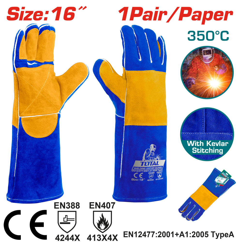 Ръкавици за заваряване TOTAL Industrial, EN 388/407, тип A, 16"