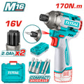 Акумулаторен ударен винтоверт TOTAL INDUSTRIAL, 16 V, 2 x 2 Ah, 170 Nm