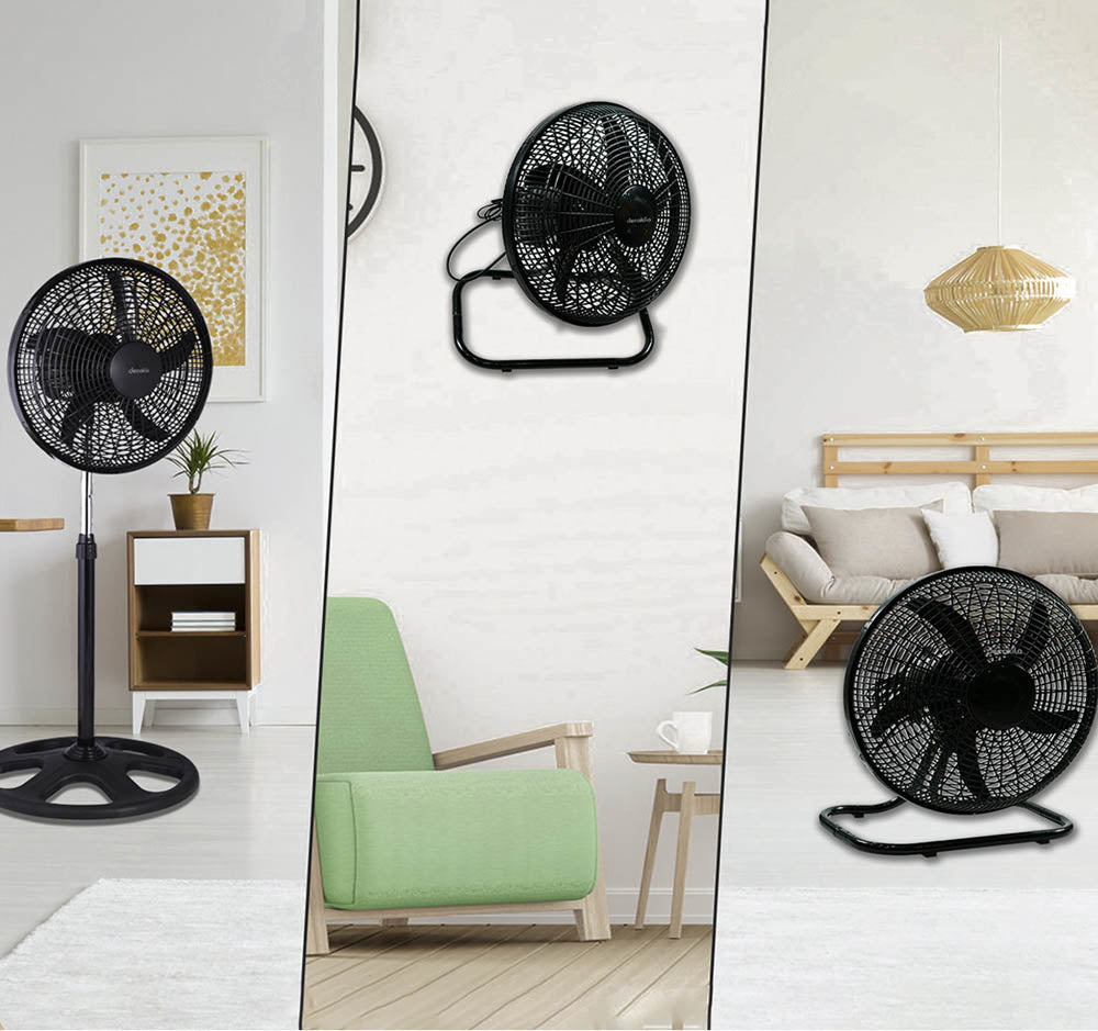 Вентилатор със стойка 3в1 DECAKILA, 60 W, черен, 2 броя