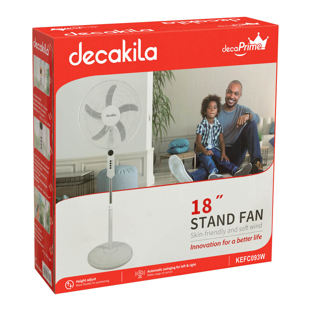 Вентилатор със стойка DECAKILA, бял, 55 W