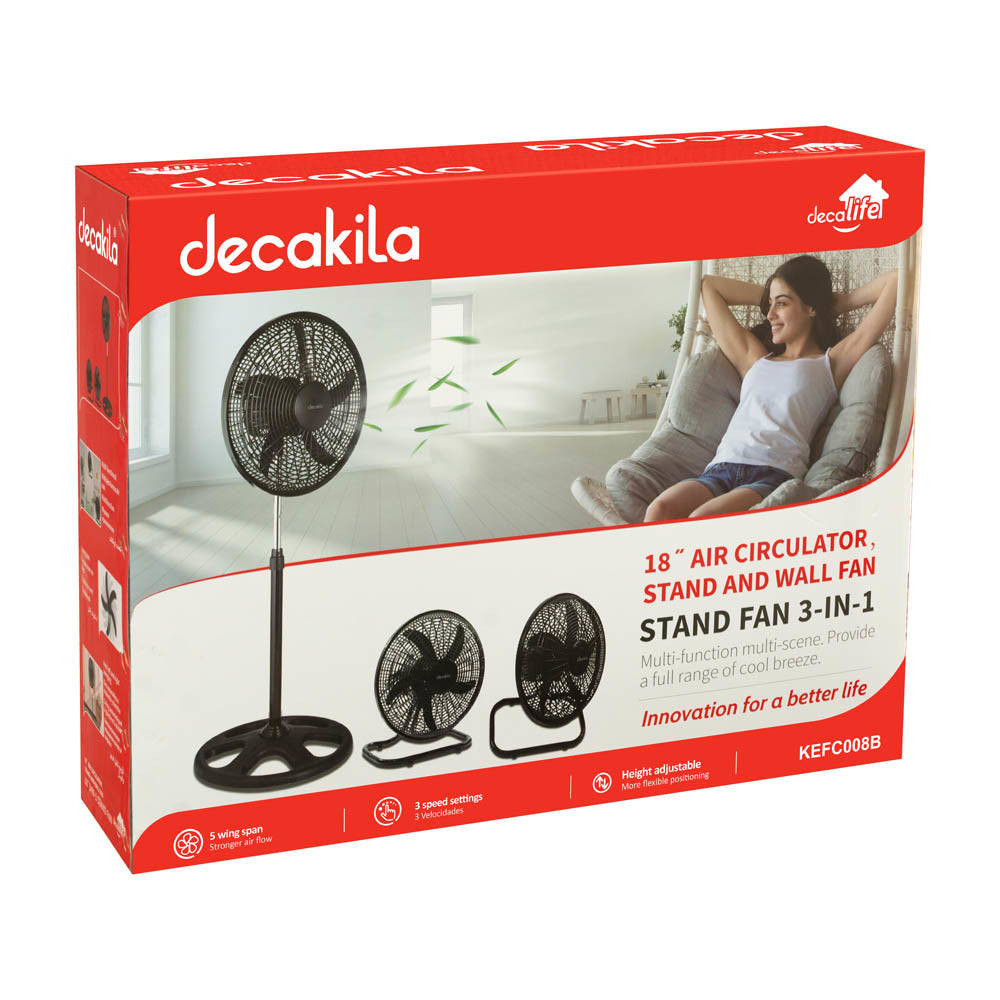 Вентилатор със стойка 3в1 Decakila, 60 W, Ø 45.7 см