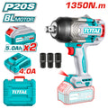 Акумулаторен ударен безчетков гайковерт TOTAL INDUSTRIAL, 3/4", 20 V, 1350 Nm, 2 x 5 Ah