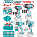 Комплект акумулаторни инструменти TOTAL INDUSTRIAL, 20 V, 2 x 5 Ah