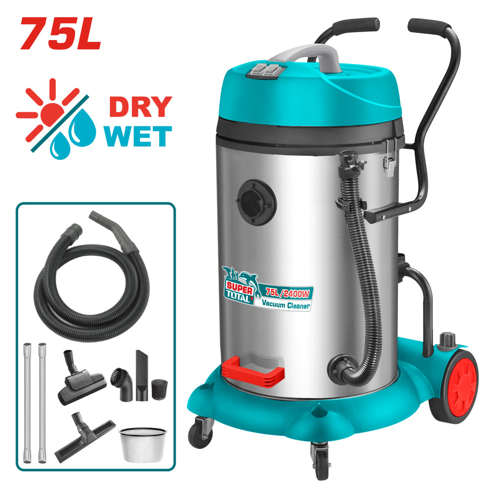 Прахосмукачка за сухо/мокро почистване TOTAL INDUSTRIAL, 2400 W, 75 L