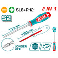 Отвертка 2в1 TOTAL, PH 2 + SL 6 x 150 мм