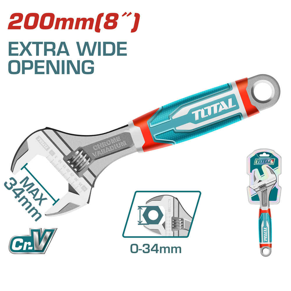 Ключ гаечен раздвижен TOTAL Industrial, 200 мм