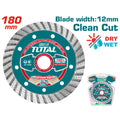 Диамантен диск TOTAL Industrial TURBO, сухо/мокро, Ø 180 x 22 x 12 mm
