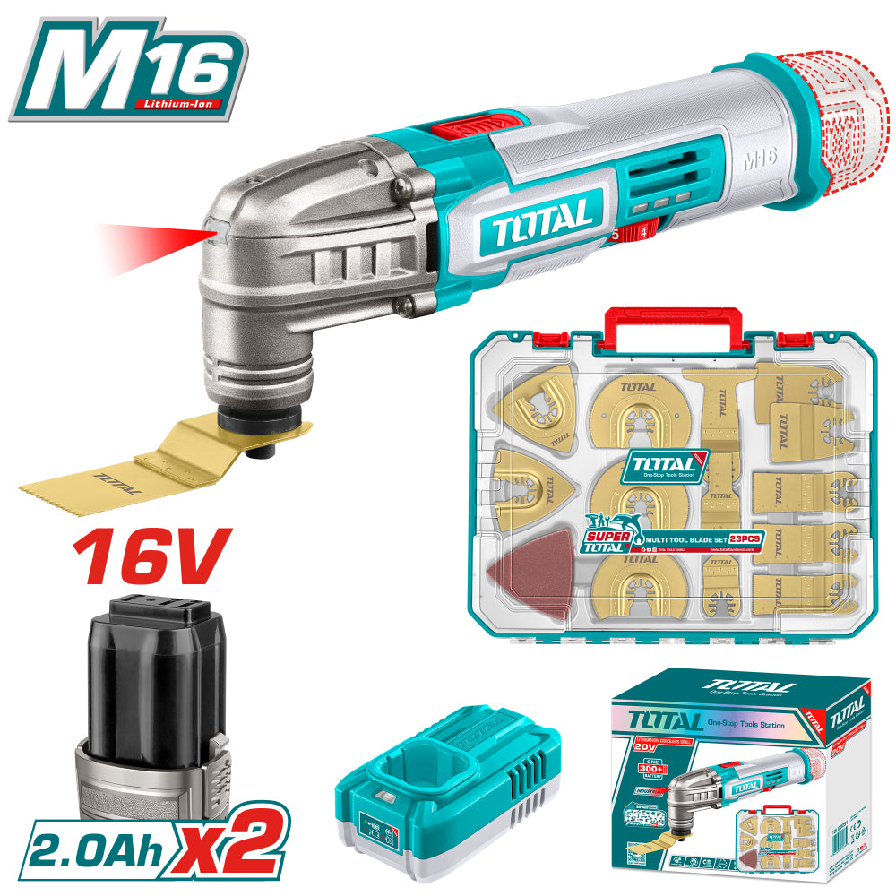 Акумулаторен мултифункционален инструмент TOTAL INDUSTRIAL, 16 V, 2 x 2 Ah