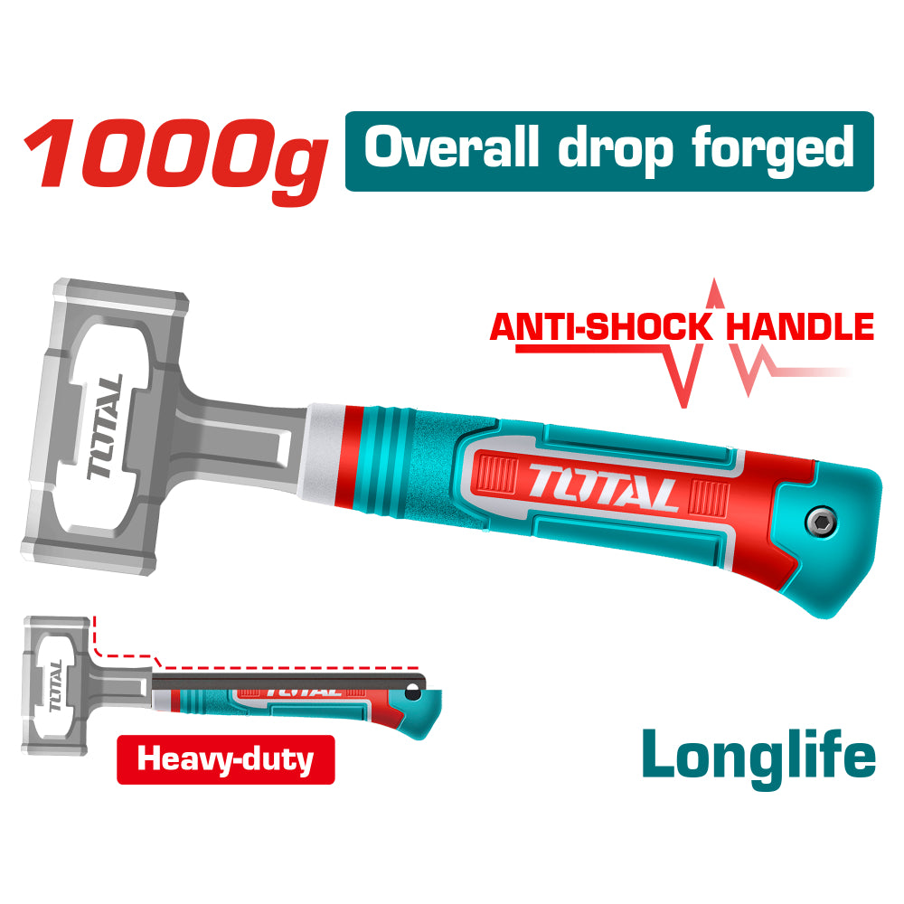 Чук каменарски TOTAL INDUSTRIAL, Anti-Shock дръжка, 1 кг