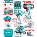 Комплект акумулаторни инструменти TOTAL TOSLI250593E, 20 V, 2 x 8 Ah