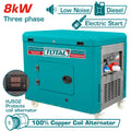 Дизелов безшумен трифазен генератор TOTAL TP2800032, 8 kW