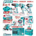 Комплект акумулаторни инструменти TOTAL TCKLI20596, 5в1, 20 V, 2 x 5 Ah