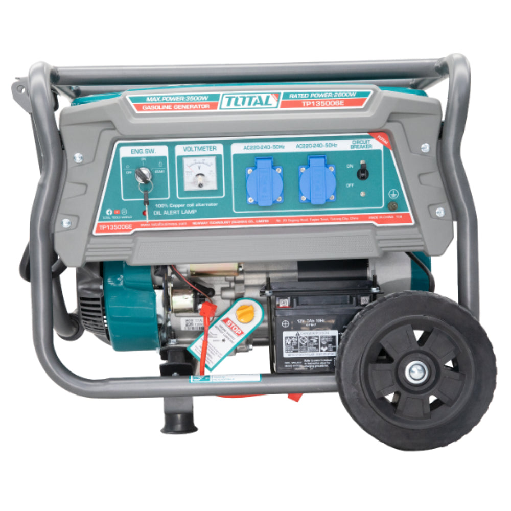 Бензинов генератор с дръжка и колела TOTAL Industrial, 3.5 kW