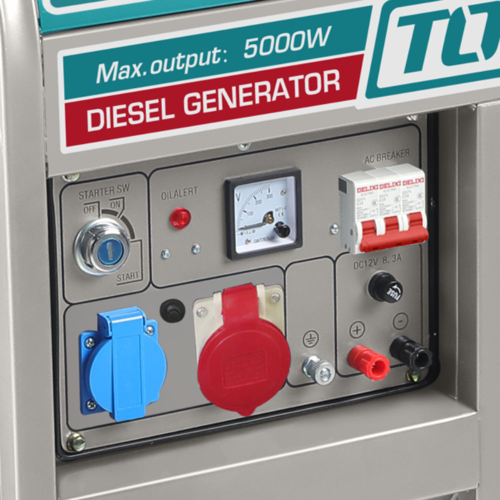 Дизелов трифазен генератор с дръжки и колела TOTAL, AVR, 5 kW