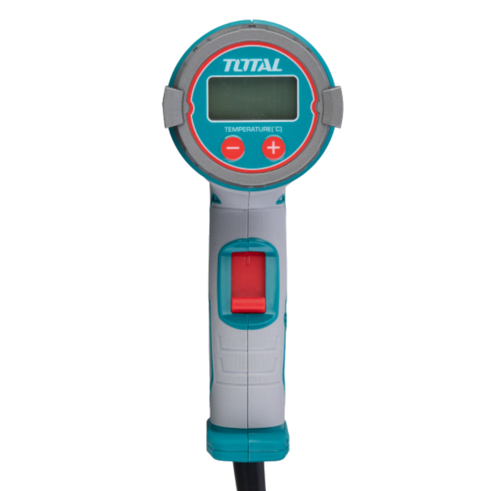 Пистолет за горещ въздух TOTAL INDUSTRIAL, 2000 W, LCD, 50-600°C, куфар с аксесоари