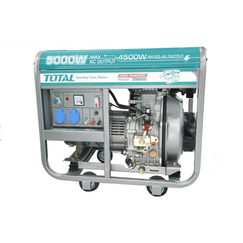 Дизелов монофазен генератор с дръжки и колела TOTAL, AVR, 5 kW
