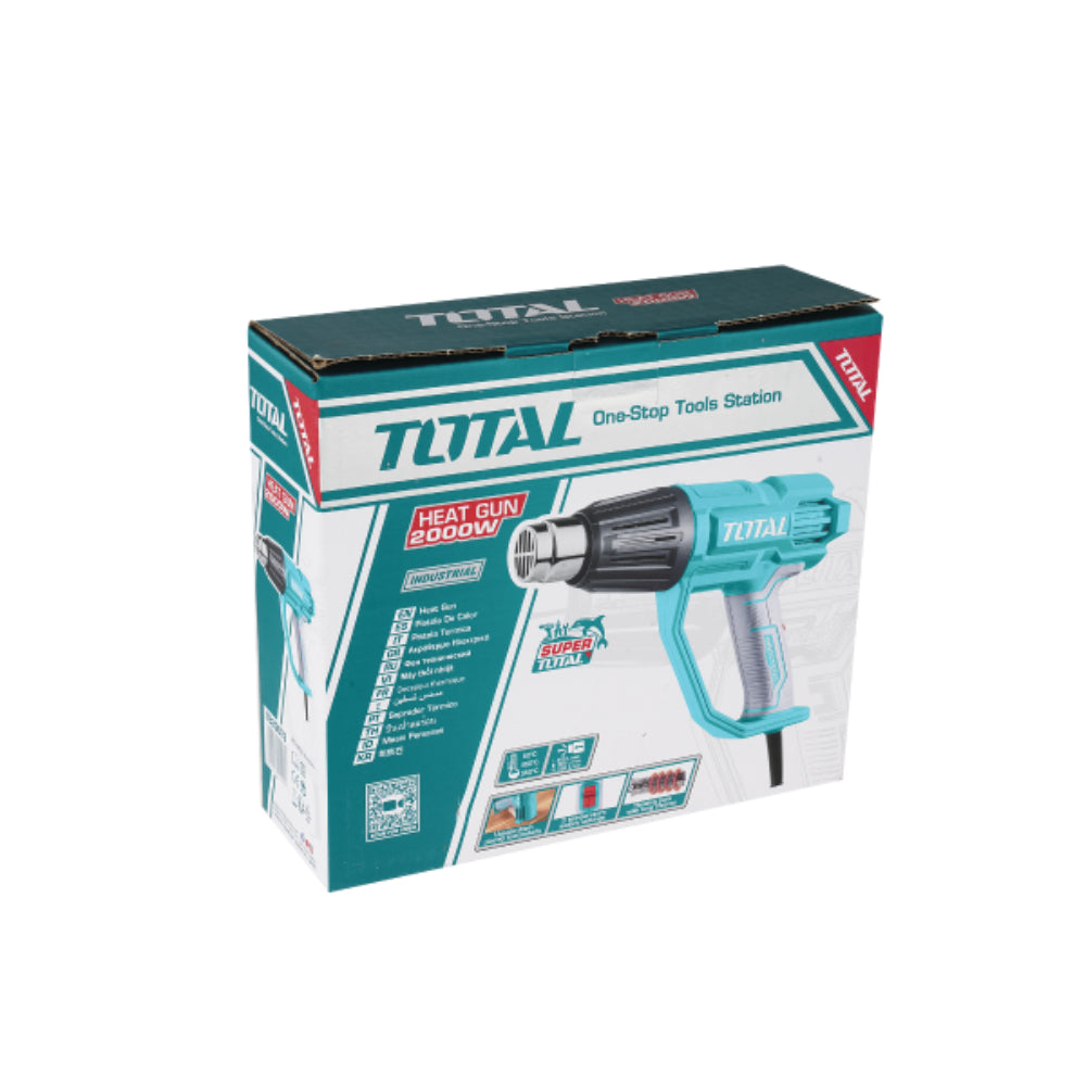 Пистолет за горещ въздух TOTAL INDUSTRIAL, 2000 W, 550°C + аксесоари