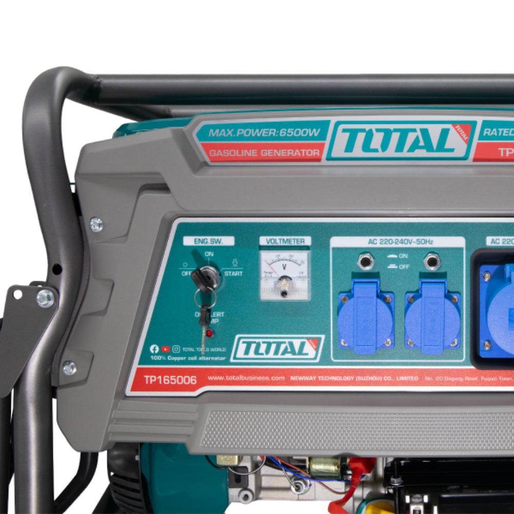 Бензинов генератор с дръжка и колела TOTAL Industrial, 6.5 kW