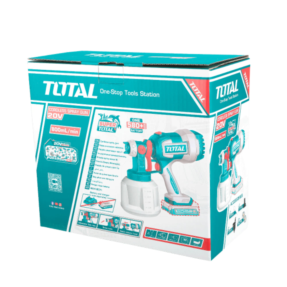 Акумулаторен пистолет за боядисване TOTAL, 20 V, 1 L, без батерия