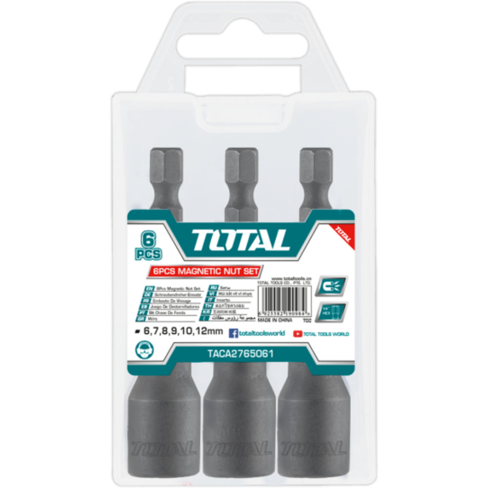Комплект магнитни вложки TOTAL, 1/4", SW6 - 12 мм, 6 броя