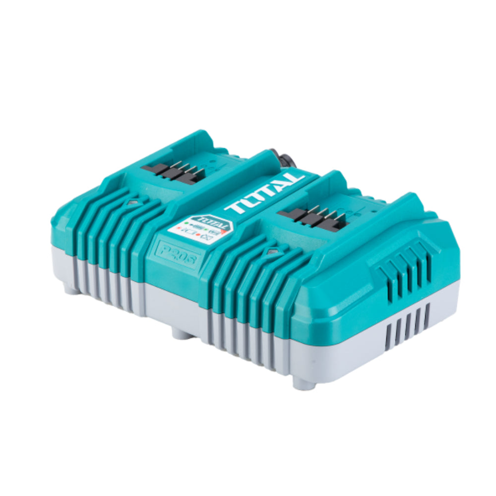 Двойно зарядно за Li-Ion батерии TOTAL Industrial, 20 V, 4 А