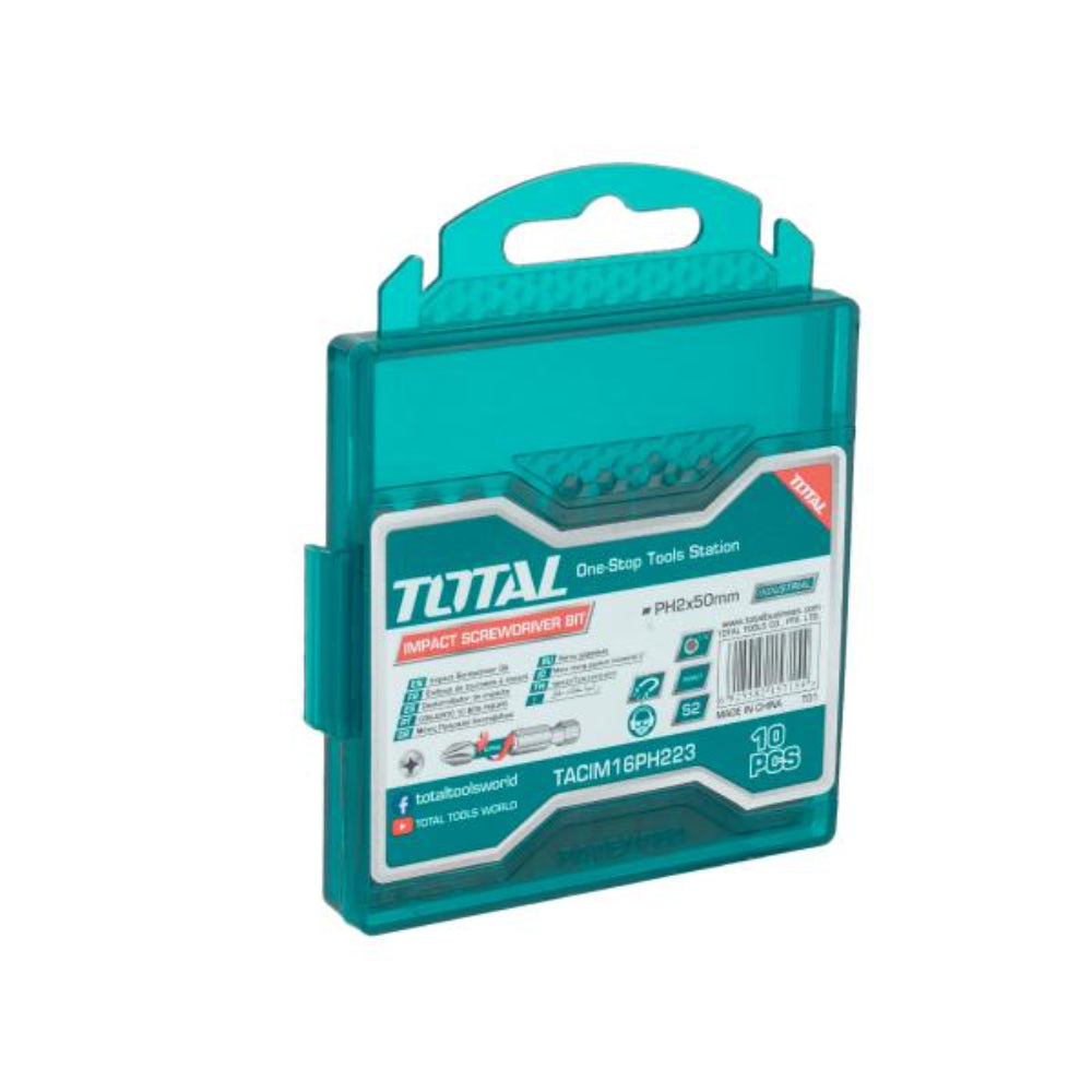 Комплект битове TOTAL Industrial, Impact, PH2 x 50 мм, 10 части