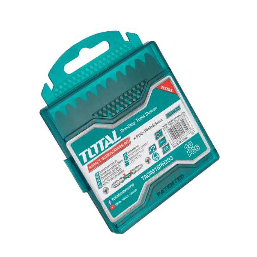 Комплект битове TOTAL Industrial, Impact, PH2 + PH2 x 65 мм, 10 части