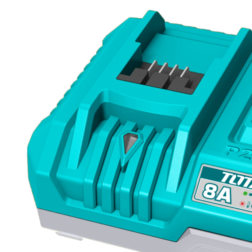 Двойно зарядно за Li-Ion батерии TOTAL Industrial, 20 V, 4 А