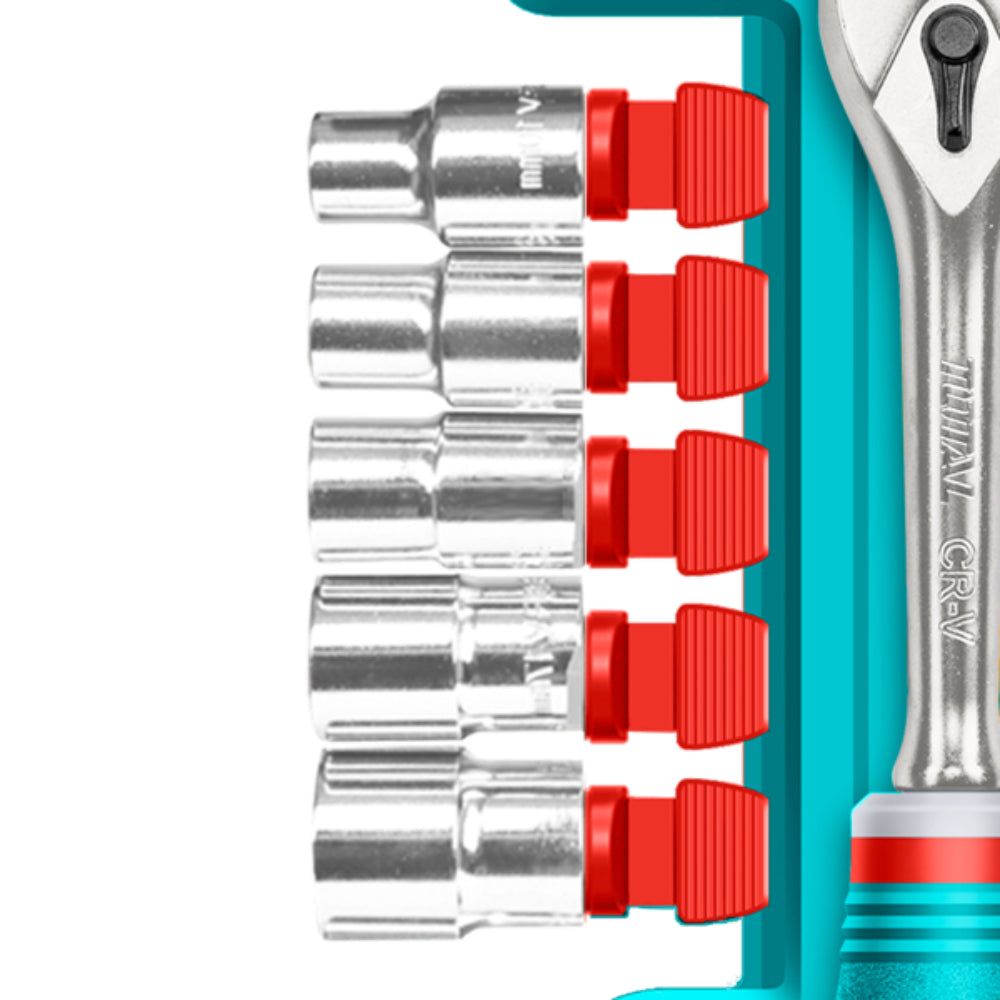 Комплeкт тресчотка и вложки TOTAL INDUSTRIAL, 3/8", 12 части