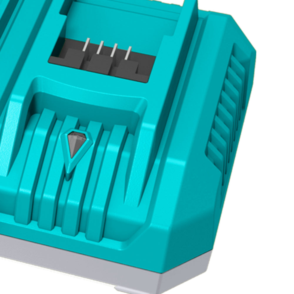 Двойно зарядно за Li-Ion батерии TOTAL Industrial, 20 V, 4 А