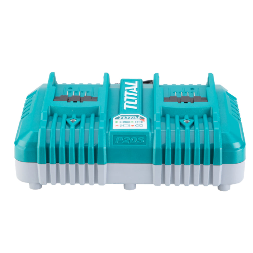 Двойно зарядно за Li-Ion батерии TOTAL Industrial, 20 V, 4 А