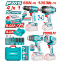 Комплект акумулаторни инструменти TOTAL TOSLI250608E, 20 V, 2 x 5 Ah