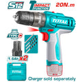 Акумулаторен ударен винтоверт TOTAL, 12 V, USB-C, 2 x 1.5 Ah, 20 Nm