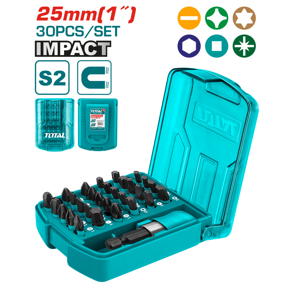 Комплект битовe и бит държач TOTAL Impact, 30 части