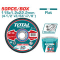 Диск за рязане на INOX, TOTAL, Ф 115 х 1.2 х 22.2 мм, 50 броя