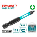 Комплект битове TOTAL Industrial, Impact, PH2 x 50 мм, 10 части