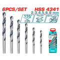 Комплект свредла TOTAL, HSS, 6 броя, Ø2 - Ø8 mm