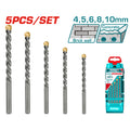 Комплект свредла за бетон TOTAL Industrial, 5 бр., Ø4 - Ø10 mm