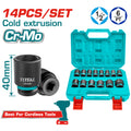 Комплект шестостенни ударни вложки TOTAL INDUSTRIAL, 1/2", 14 части