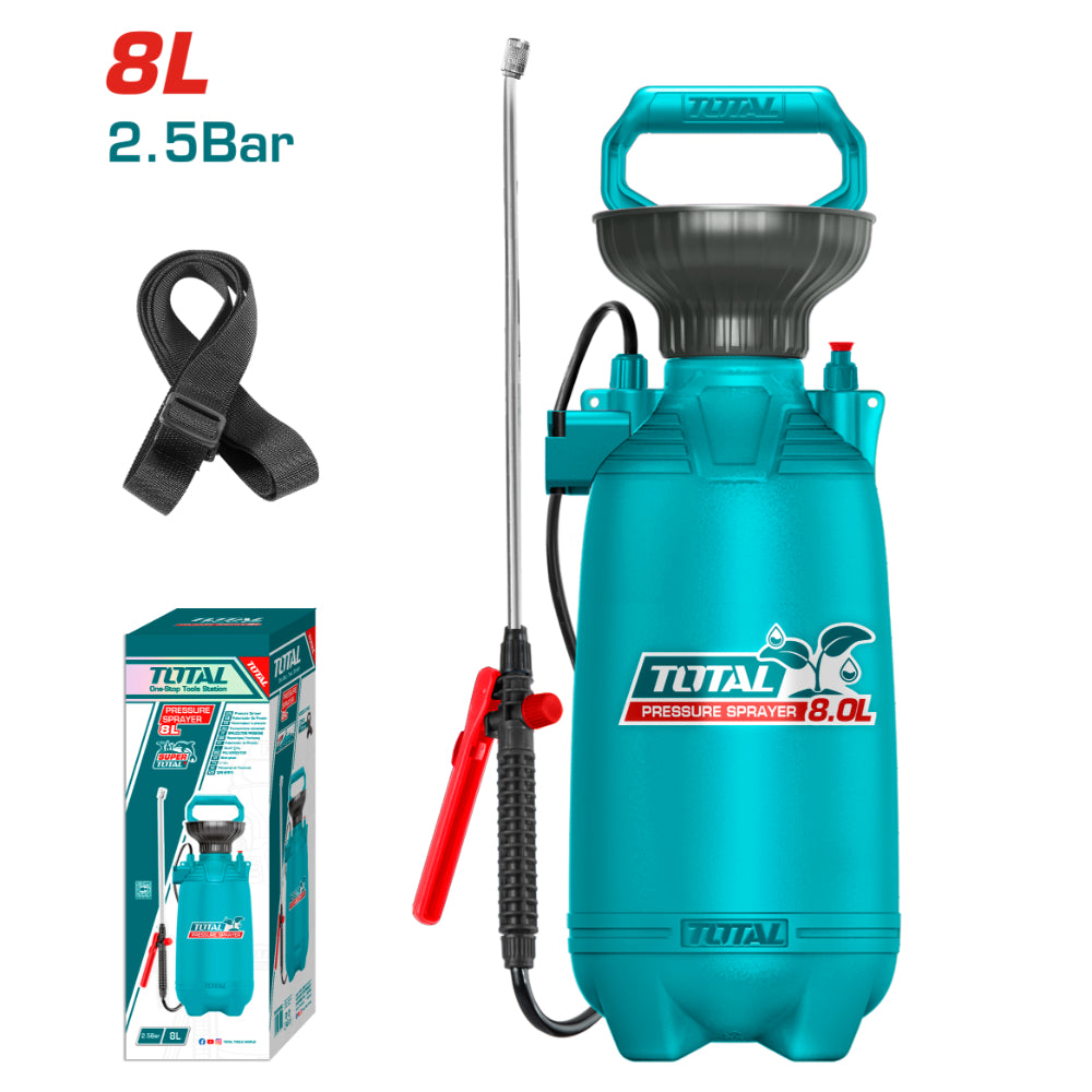 Компресираща пръскачка TOTAL, 8 L, 2.5 bar