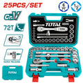 Комплeкт тресчотка и вложки TOTAL INDUSTRIAL, 1/2 ", 25 части
