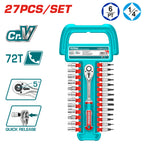 Комплeкт тресчотка и вложки TOTAL INDUSTRIAL, 1/4", 27 части