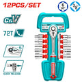 Комплeкт тресчотка и вложки TOTAL INDUSTRIAL, 3/8", 12 части