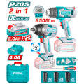 Комплект акумулаторни инструменти TOTAL TOSLI250983E, 20 V, 2 x 5 Ah