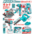 Комплект акумулаторни инструменти TOTAL TOSLI250695E, 20 V, 2 x 4 Ah