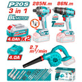 Комплект акумулаторни инструменти TOTAL TOSLI250883E, 20 V, 2 x 4 Ah
