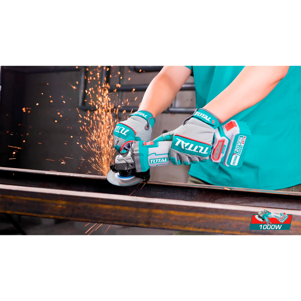 Акумулаторен безчетков ъглошлайф TOTAL TAGLI271532E, 20 V, Ф 115 мм, 2 x 4 Ah