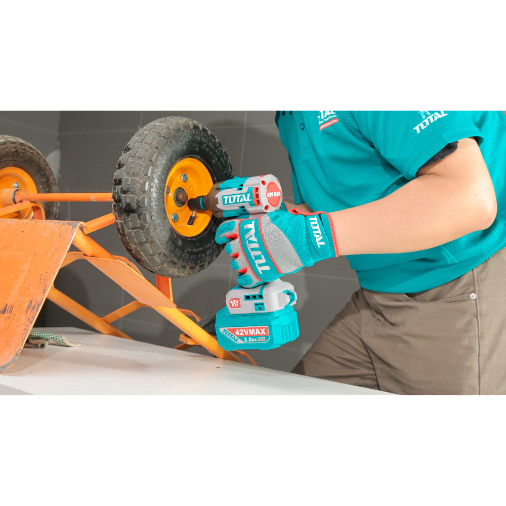 Акумулаторен ударен безчетков гайковерт TOTAL INDUSTRIAL, 1/2", 42 V, 1 х 2 Ah