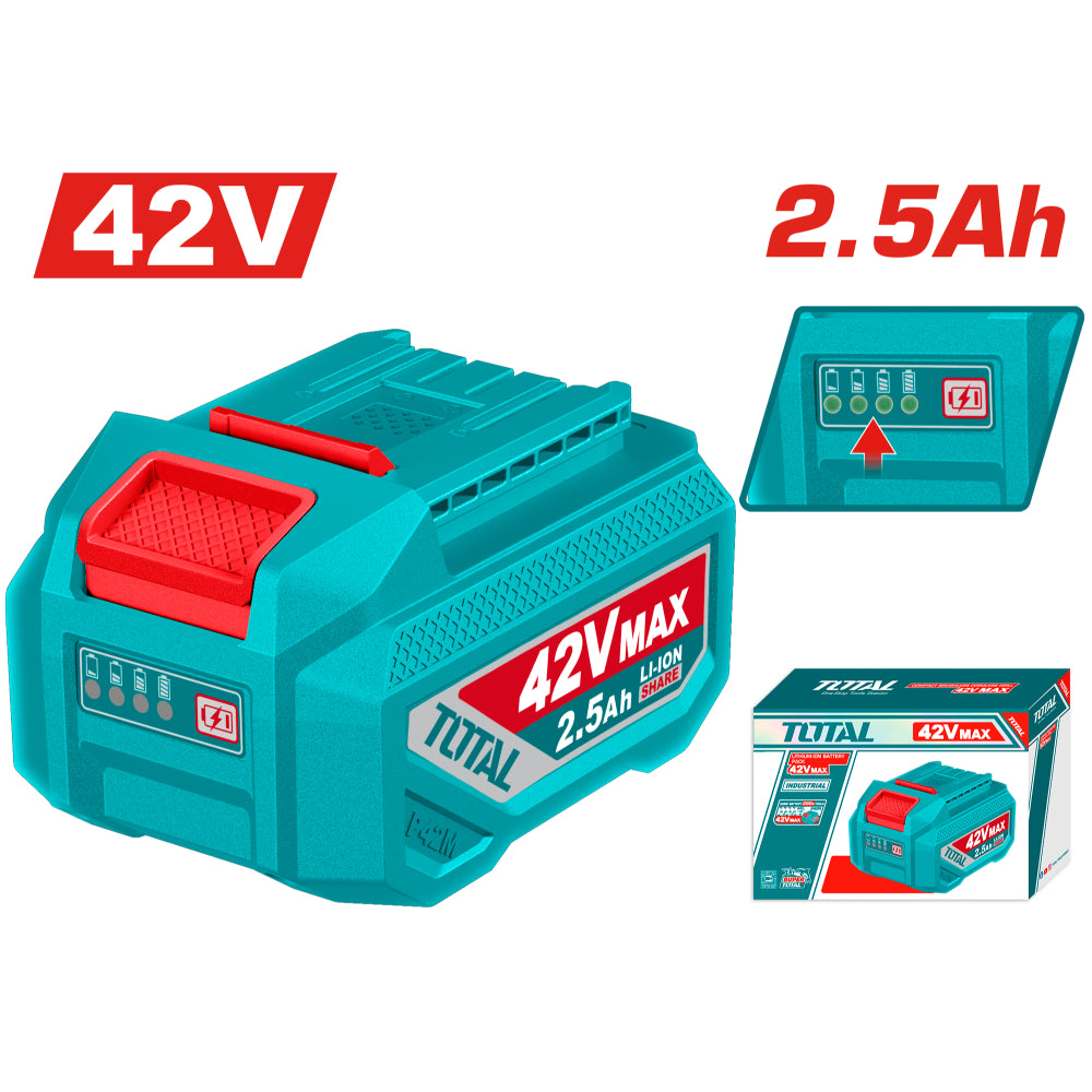 Акумулаторна батерия TOTAL Industrial, Li-Ion, 42 V, 2.5 Ah
